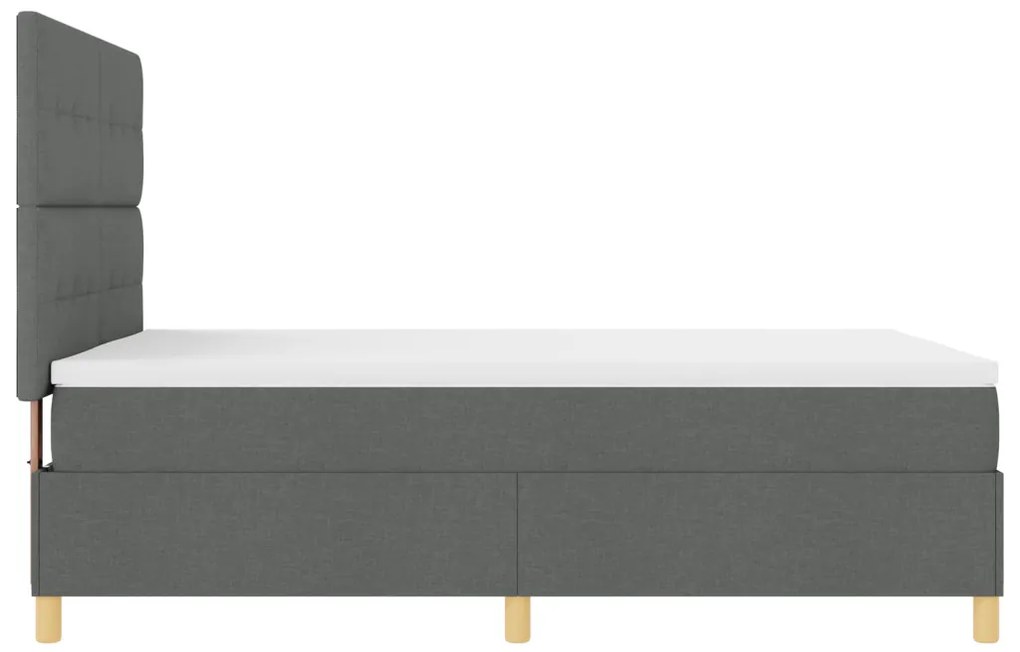 Box Spring ágy matraccal és LED világítással sötétszürke 140x200 cm szövet