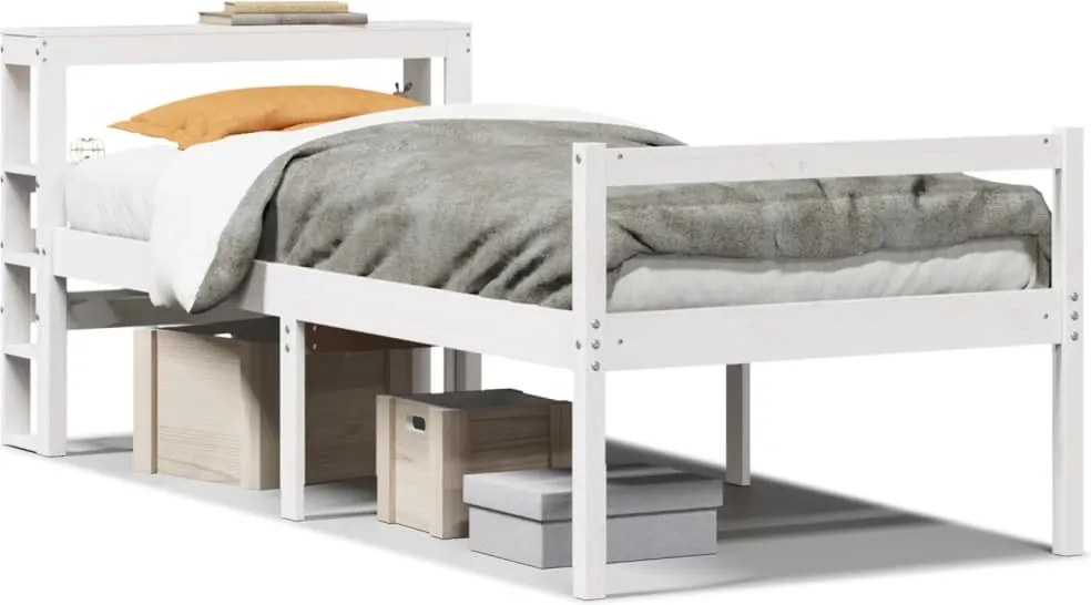 vidaXL fehér tömör fenyőfa ágy időseknek fejtámlával 90 x 200 cm