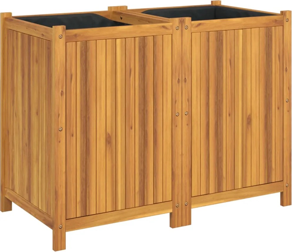 vidaXL tömör akácfa kerti virágtartó béléssel 100 x 50 x 75 cm