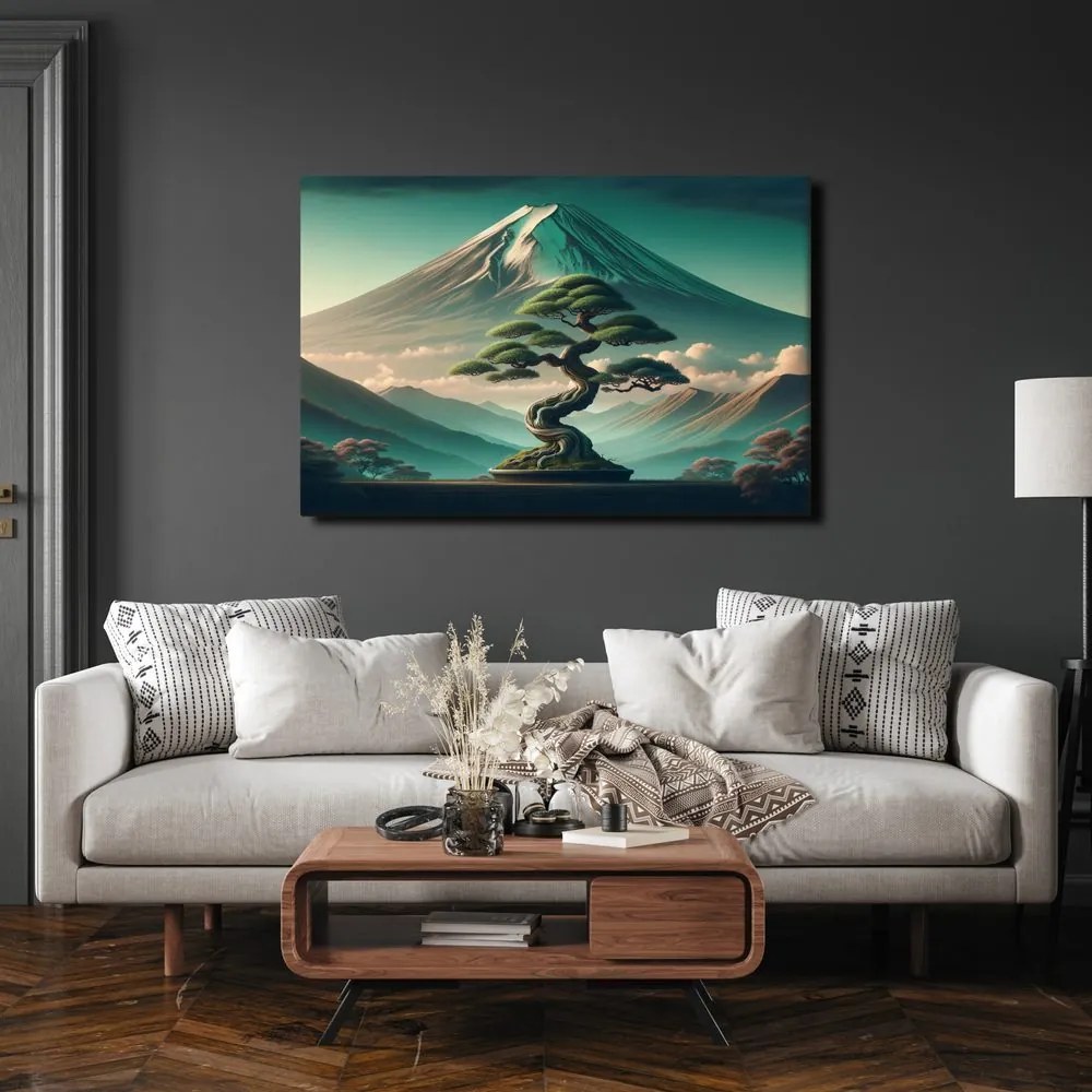 Kép bonsai és hegy japán stílusban