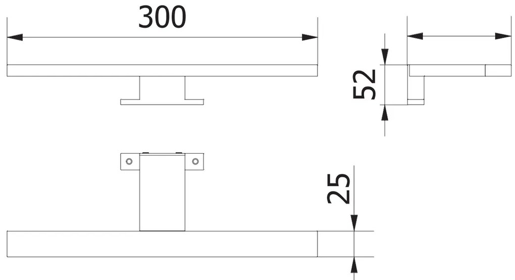 LED Lámpatest, RADIUS II, hideg fehér, 304*25mm, 220lm, 5W, csatlakozóval, kábellel