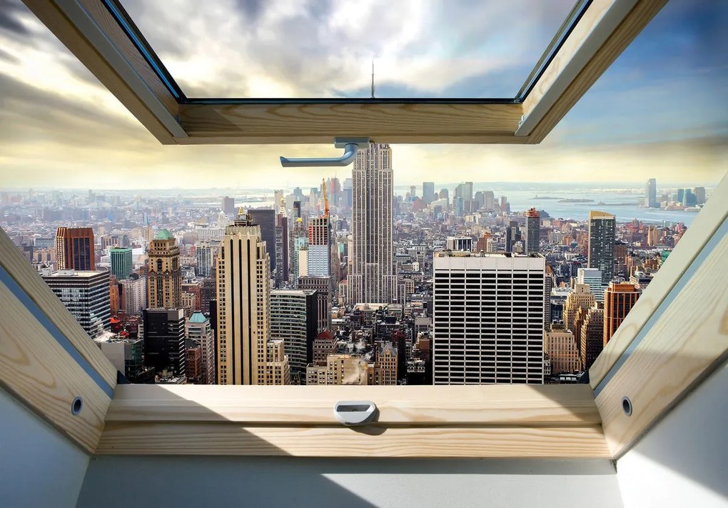 Fotótapéta - New York - panorámás kilátás az ablakból (152,5x104 cm)