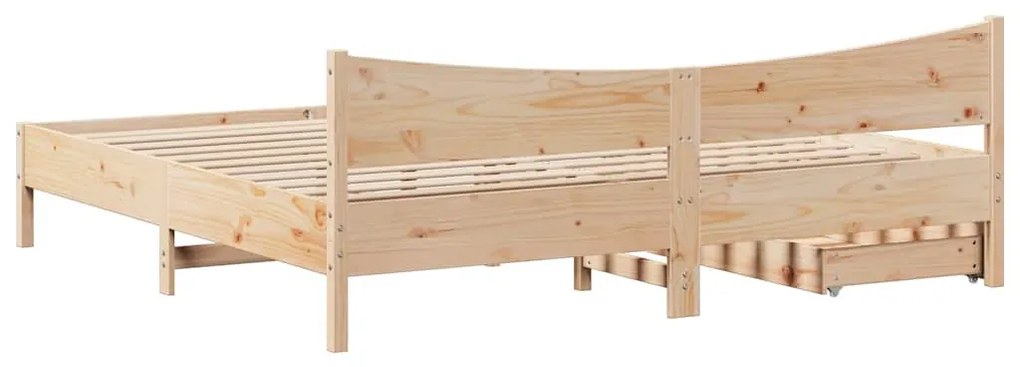 tömör fenyőfa ágykeret fiókokkal 200 x 200 cm