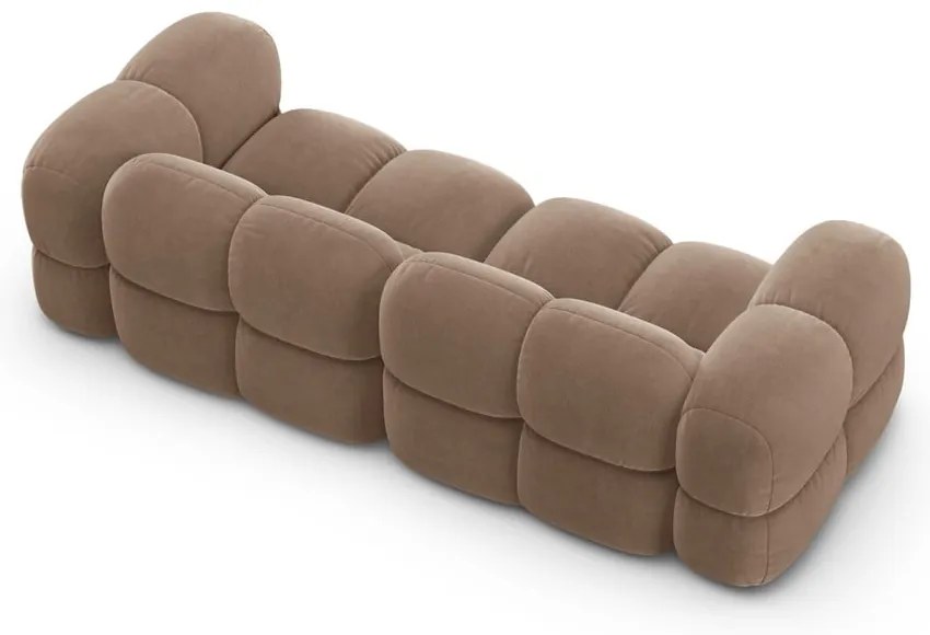 Barna bársony kanapé 250 cm Loretto – Cosmopolitan Design