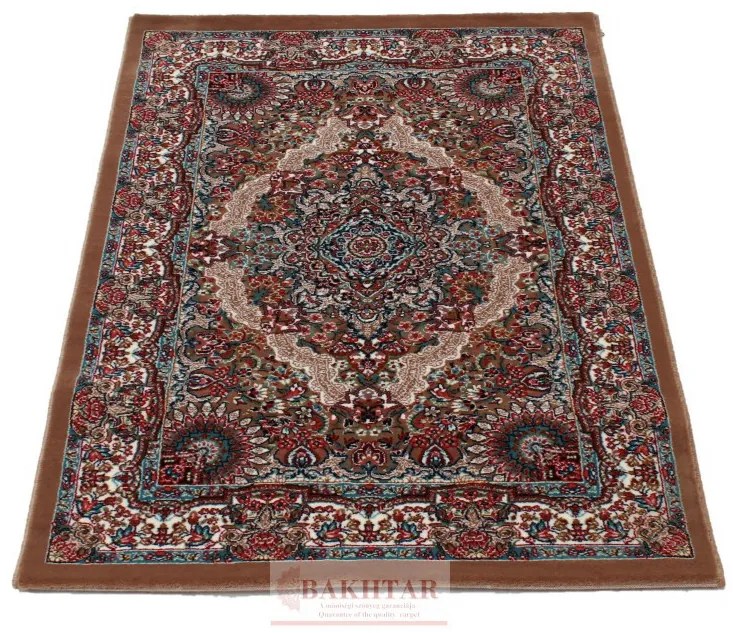 Perzsa szőnyeg barna MEDALION 160x230 luxus nappali szőnyeg akrilból