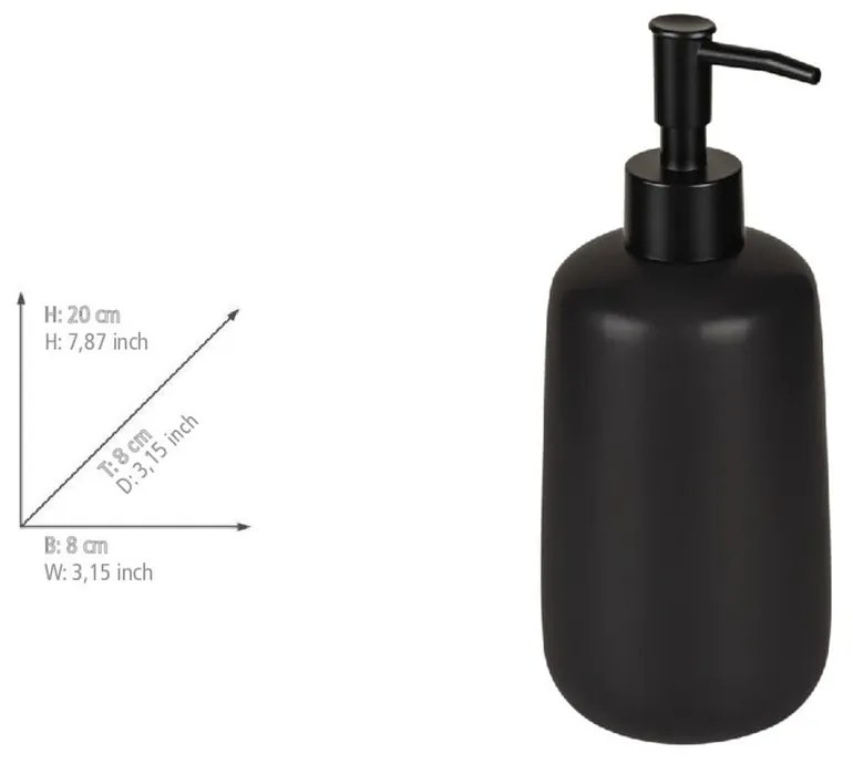 Fekete kerámia szappanadagoló 500 ml Olinda – Allstar