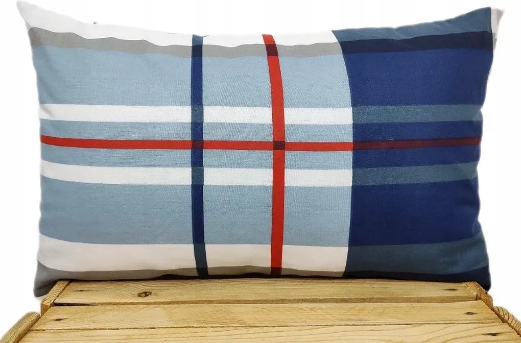 Pamut párnahuzat Prémium kockás férfi kék kockás 30x50