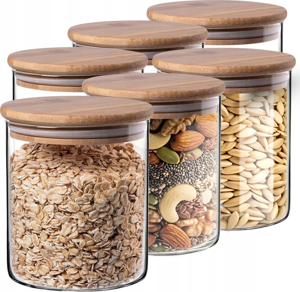 Konyhai Üveg Ételtároló Szett Fedővel Befőttes Üvegek 800ml 6 db