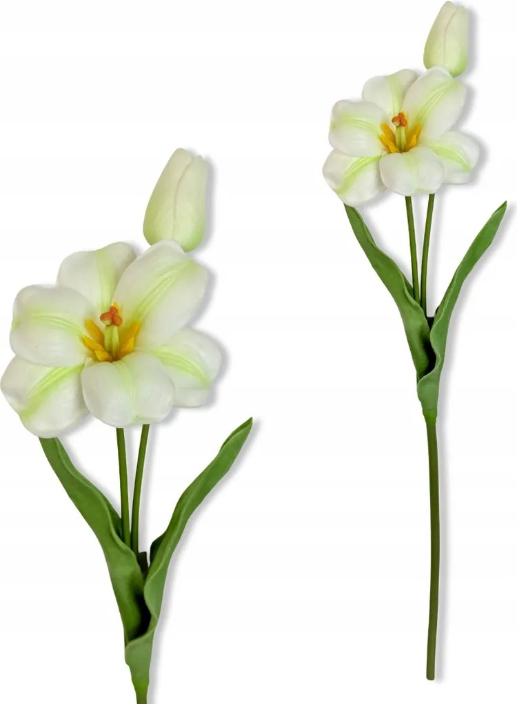 Fehér Tulipán Ág tulipánokkal 53 cm Művirágok Élő Habszivacsból