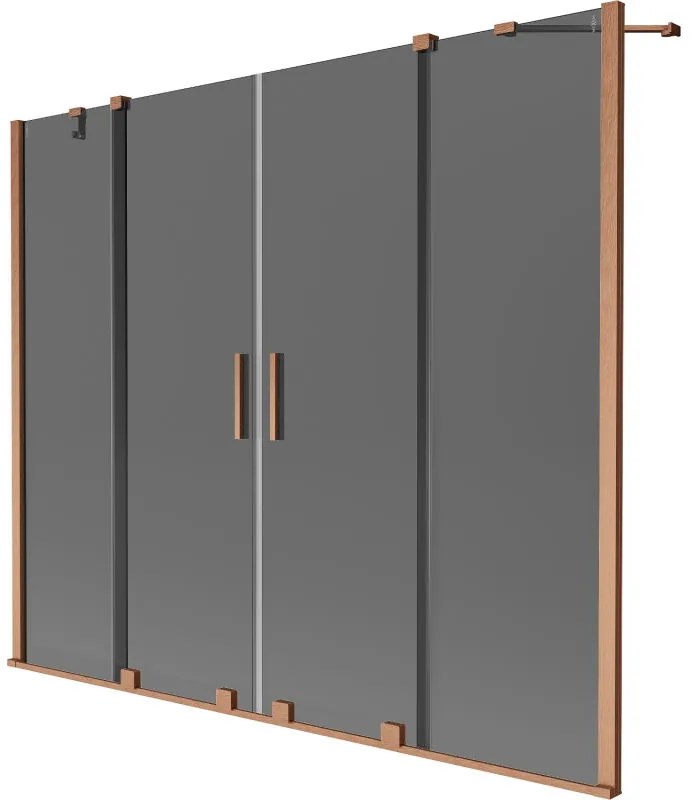 Mexen Velar Duo, 2 szárnyas eltolható kádparaván 180 x 150 cm, 8mm szürke üveg, rézmatt, 896-180-000-42-65