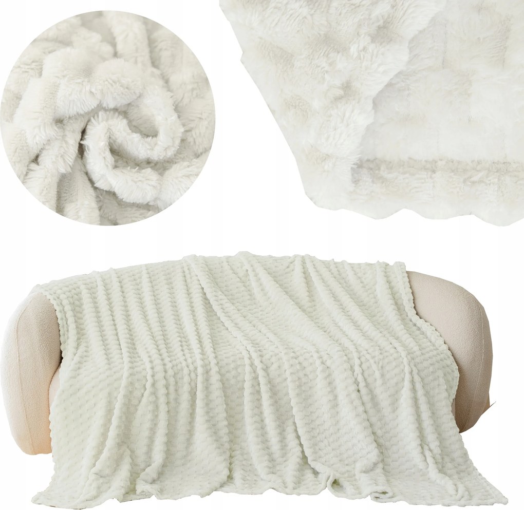 Takaró 160x200 Mikroszálas Dombornyomott Ágytakaró Puha Meleg Fehér