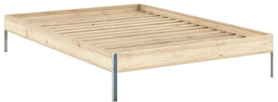 Natúr színű borovi fenyő franciaágy ágyráccsal 140x200 cm Core – Karup Design
