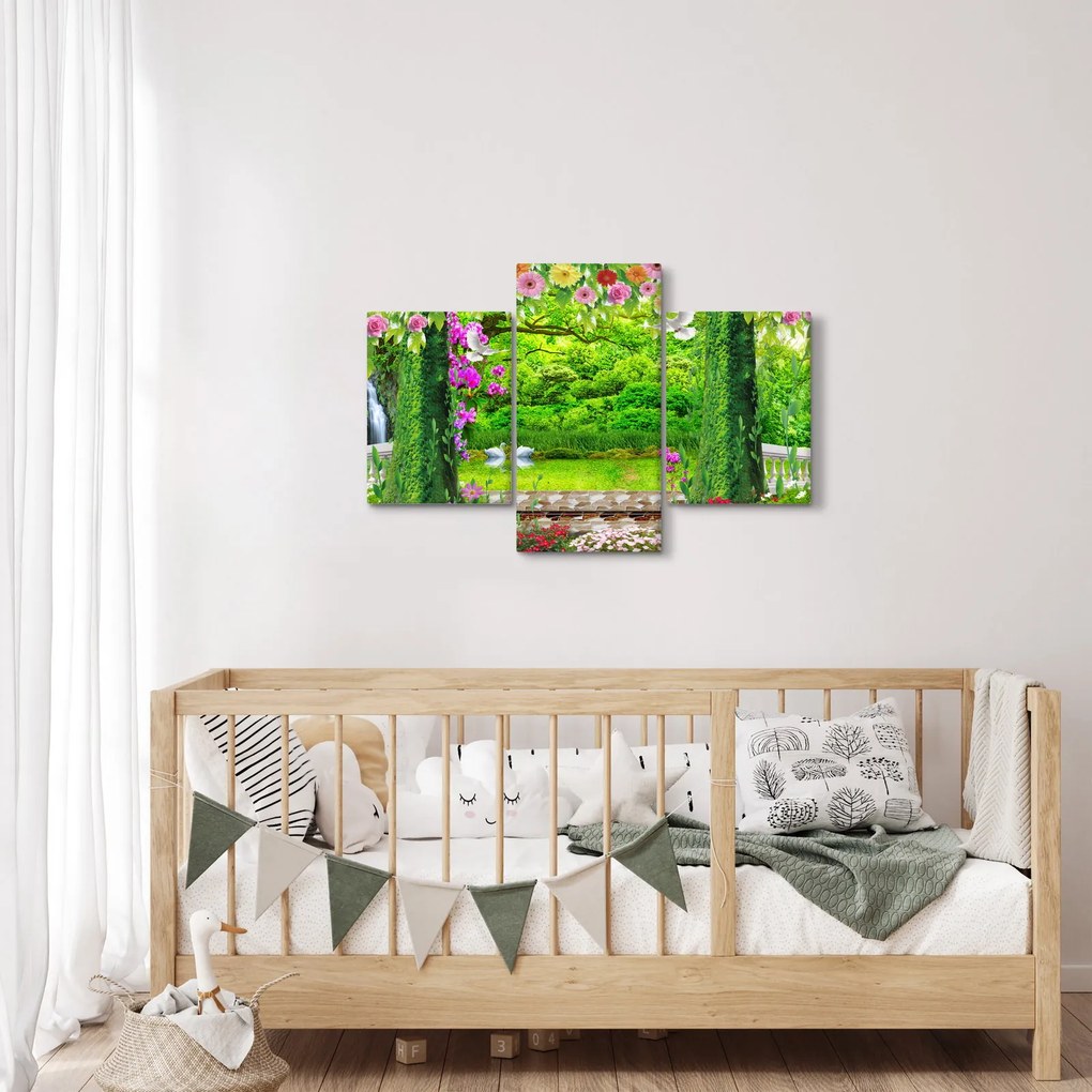 Kép - Varázslatos kert hattyúkkal (90x60 cm)