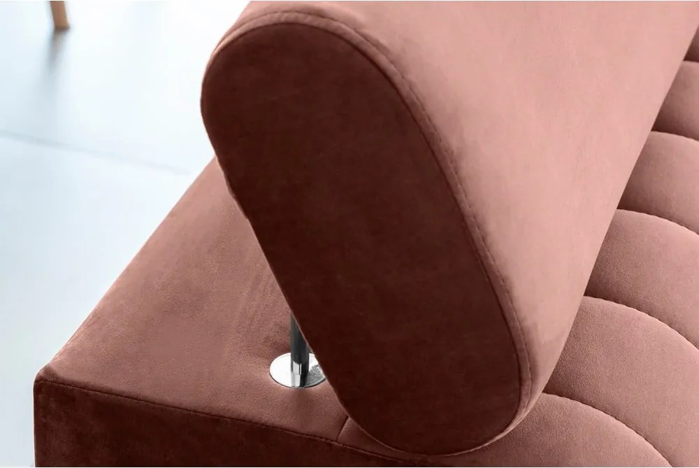 Rózsaszín bársony kinyitható kanapé 261 cm Laurence – ELTAP