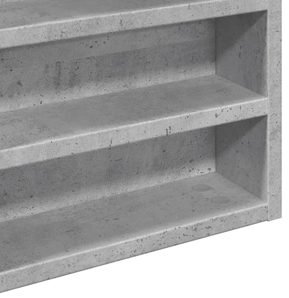 betonszürke szerelt fa vitrinszekrény 60 x 8,5 x 58 cm