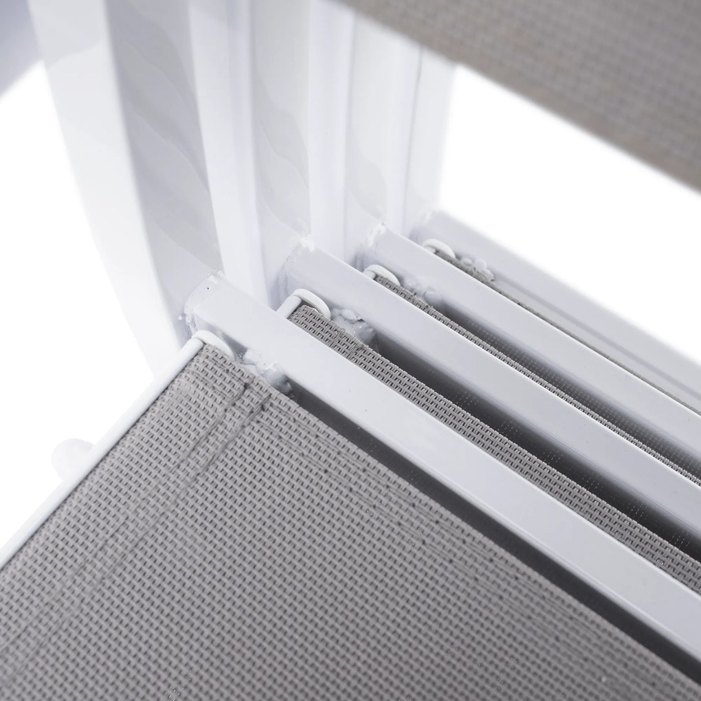 Kerti rakásolható szék, fehér acél/világosszürke, DORIO