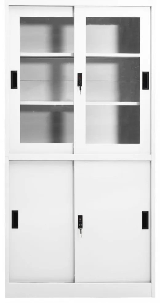 fehér acél tolóajtós irodai szekrény 90 x 40 x 180 cm
