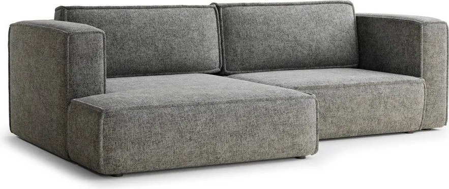 Szürke zsenília kinyitható-tárolóhelyes sarokkanapé (bal oldali-heverő résszel) Velto – Maison de Rêve