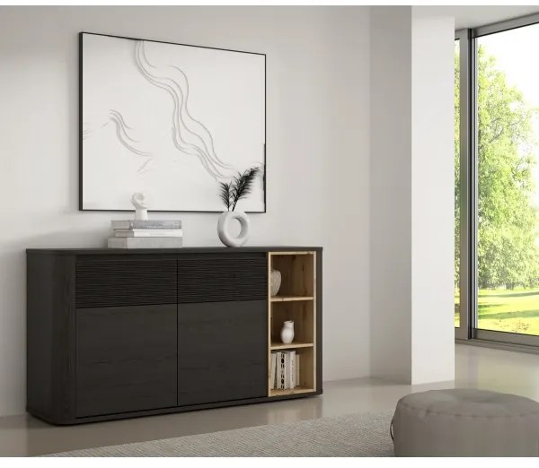 Komód INAR fekete/tölgy