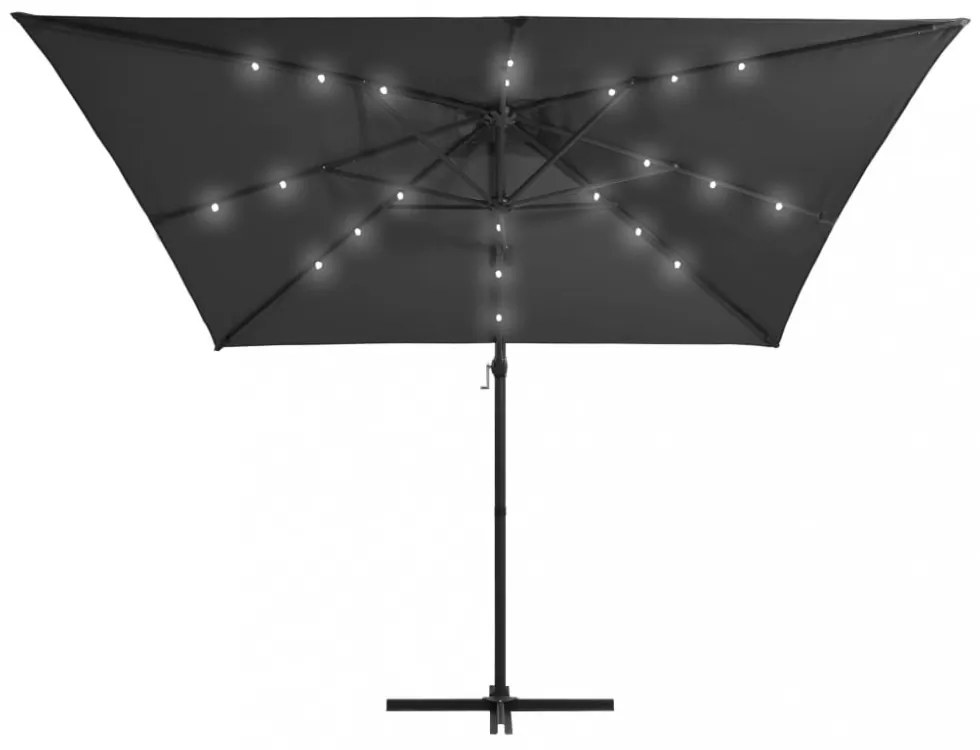 antracit konzolos napernyő LED-del és acélrúddal 250x250 cm