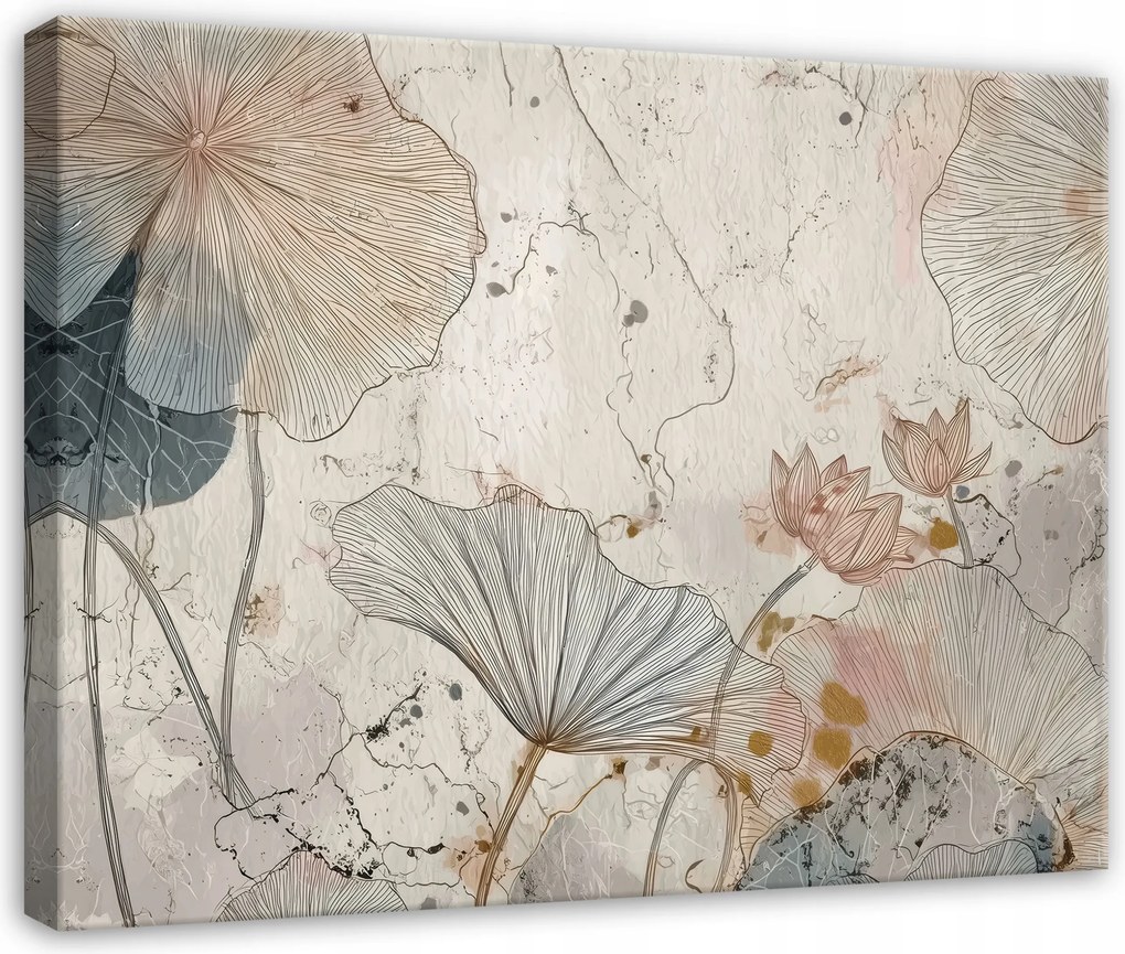 Vászonkép Virágok Absztrakt Beton Bézs Nappali Hálószoba Vászon 100x70