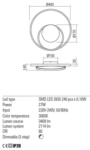 Redo 01-1790 - LED-dimmelhető fali lámpatest TORSION LED/27W/230V bronz