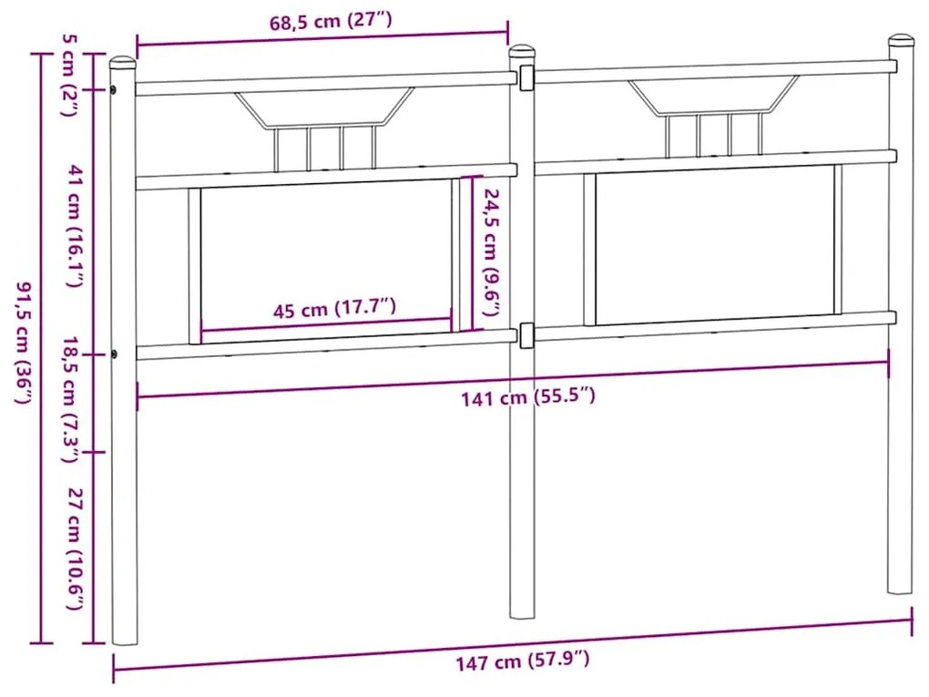 barna tölgy színű szerelt fa és acél fejtámla 140 cm