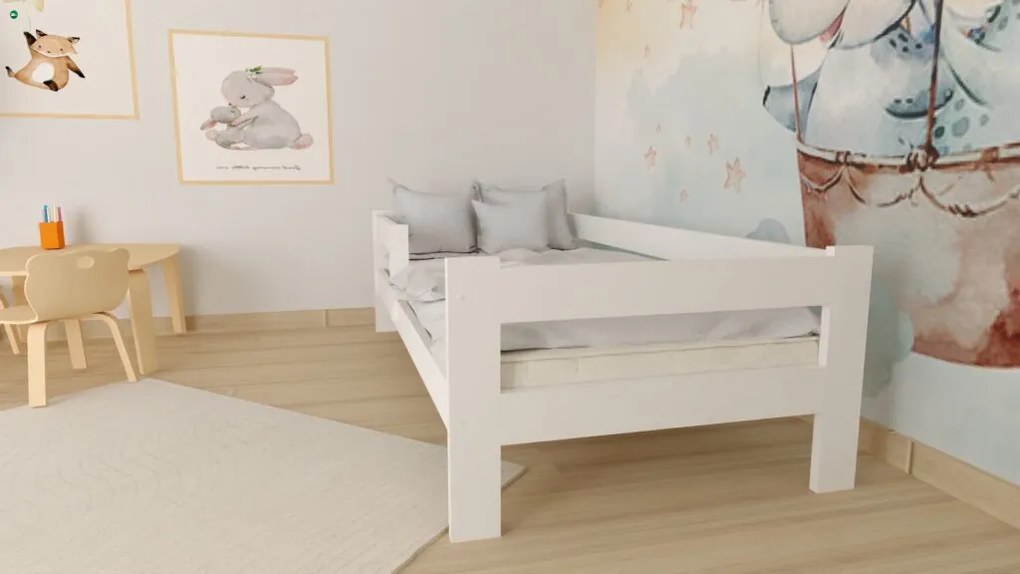 Ala fenyő gyerekágy fehér 90x200 + ajándék ágyrács
