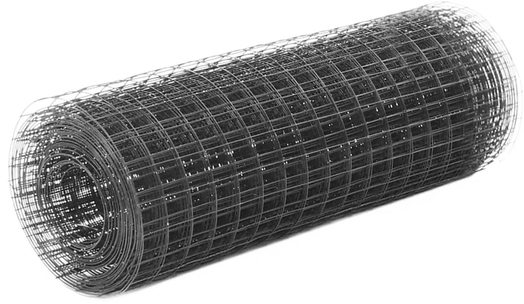 vidaXL szürke PVC-bevonatú acél csirkeháló drótkerítés 25 x 0,5 m