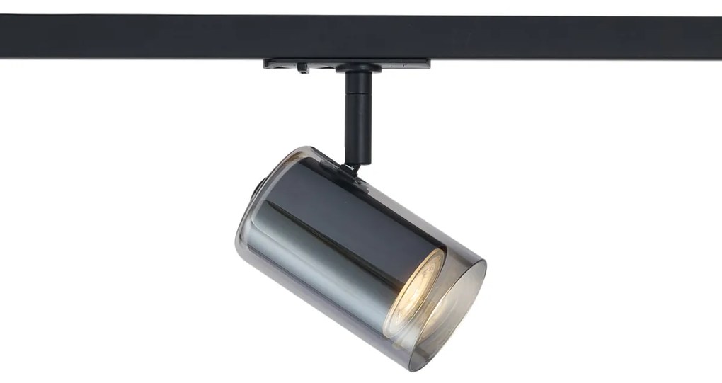 Modern fekete spotlámpa füstüveggel 1 fázisú sínrendszerhez - Iconic Lloyd