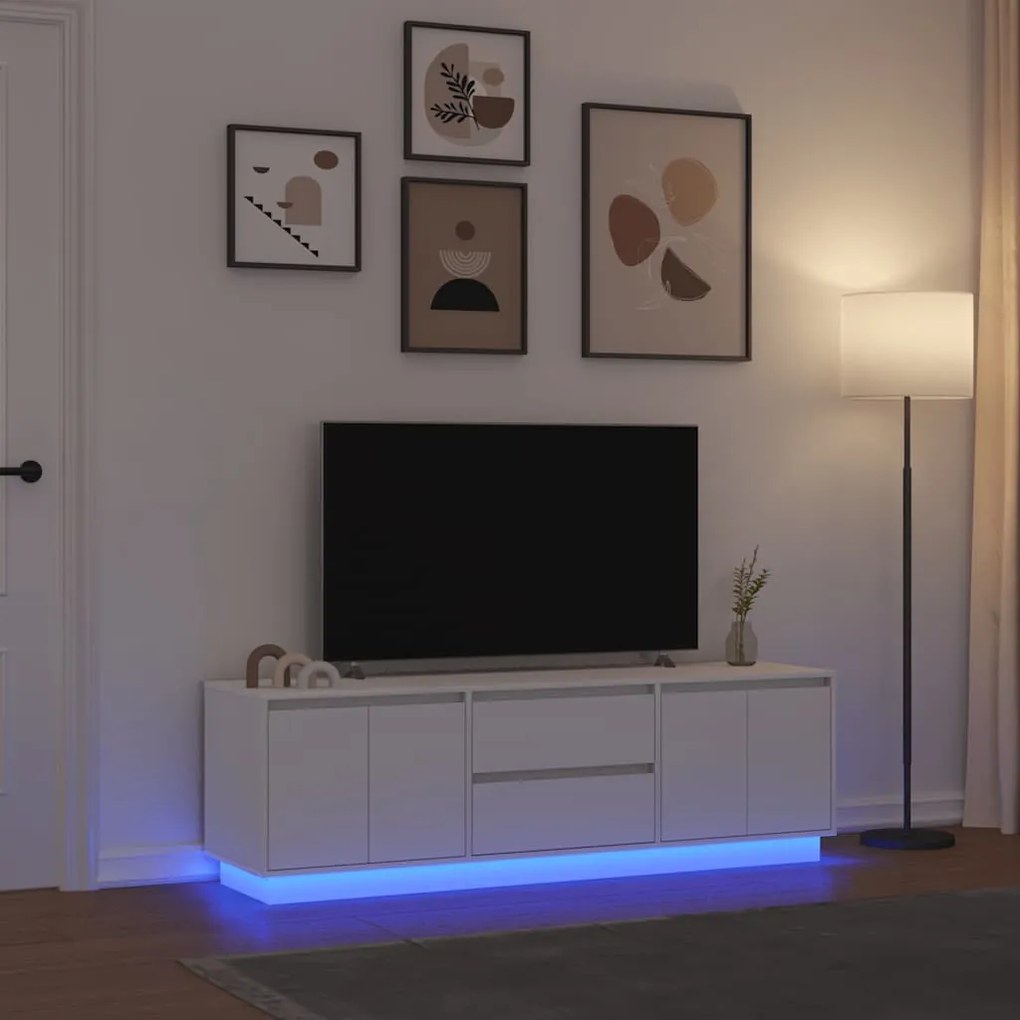 fehér TV-szekrény LED-lámpákkal 160,5x41x50 cm