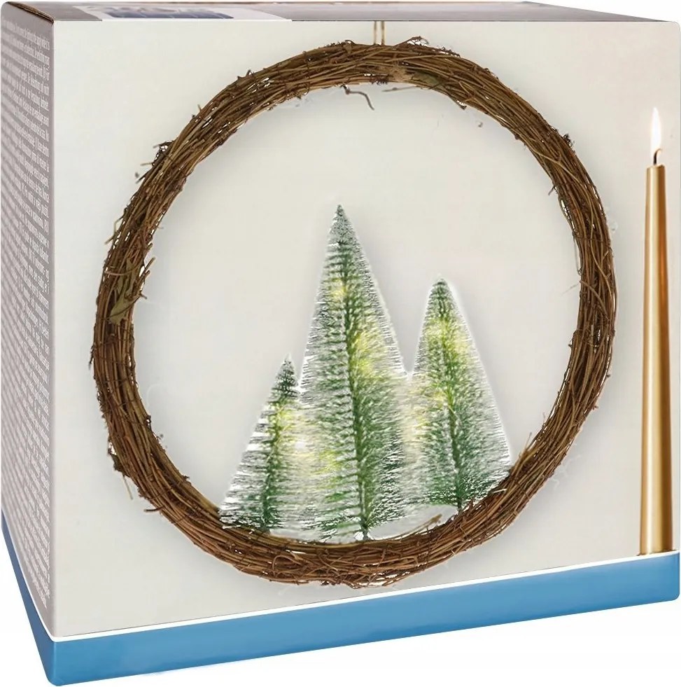 Karácsonyi Koszorú Világító Ajtó Lámpákkal Akasztós Asztal 40 cm