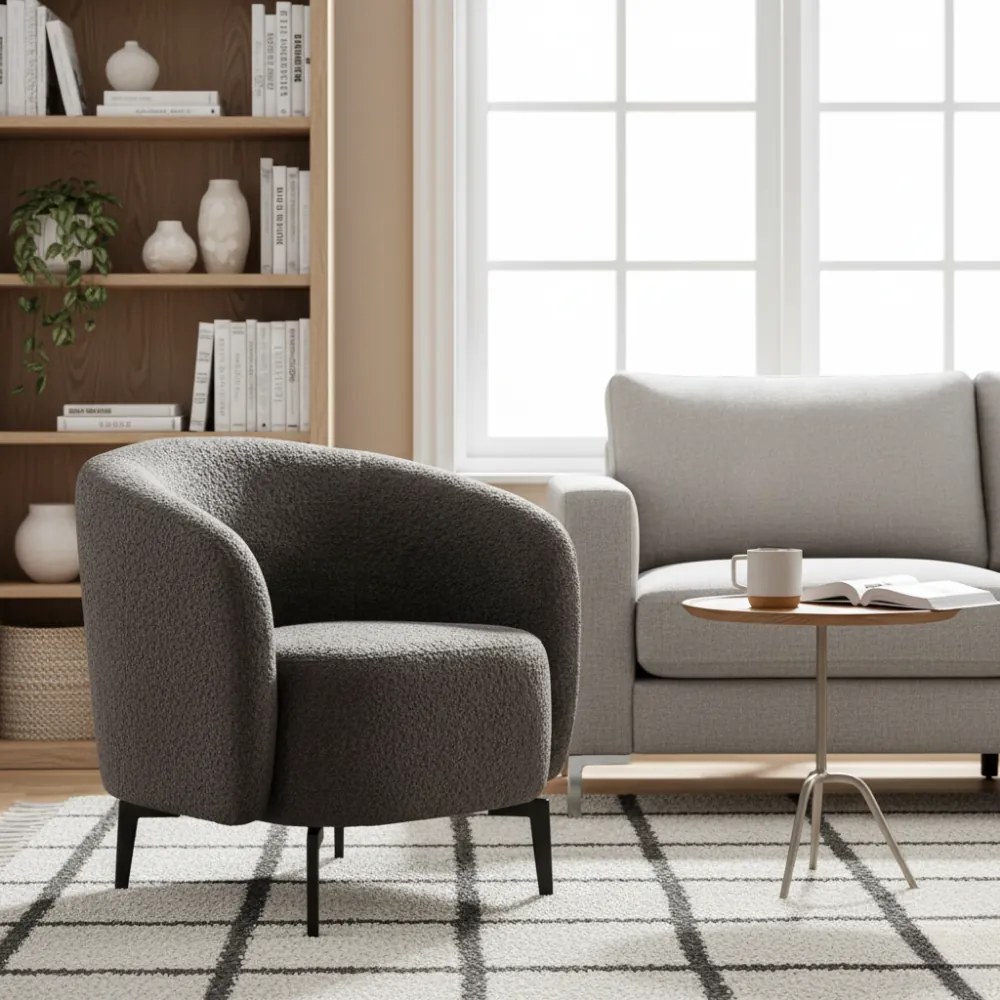 Fotel, szürkésbarna Taupe/fekete, PRESO