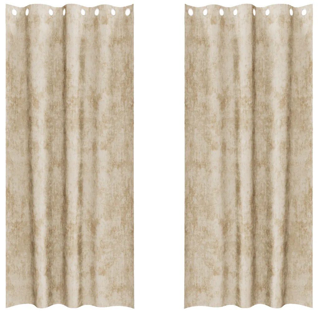 Függöny függönyökkel 2 pcs Krém 225 x 140 cm Bársony