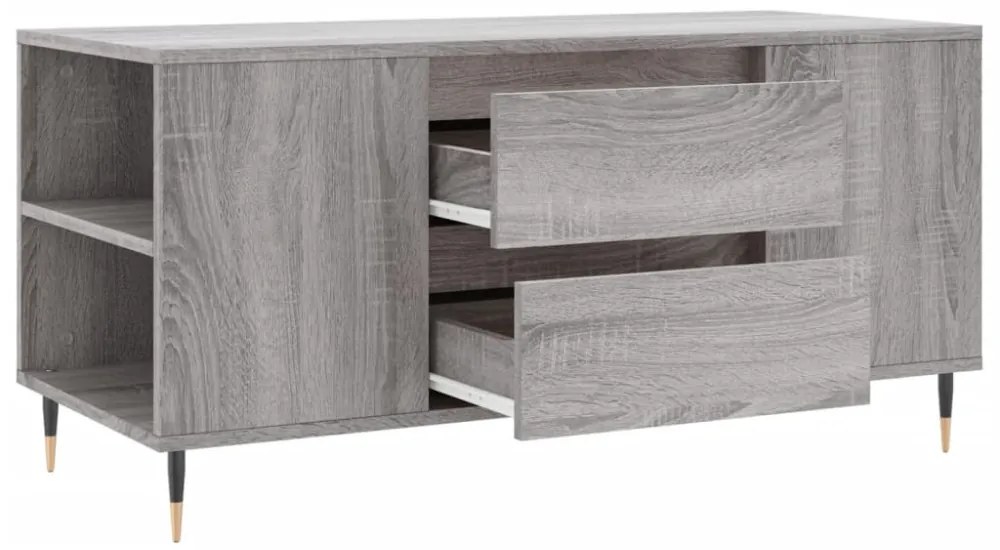 szürke sonoma színű szerelt fa dohányzóasztal 102x44,5x50 cm