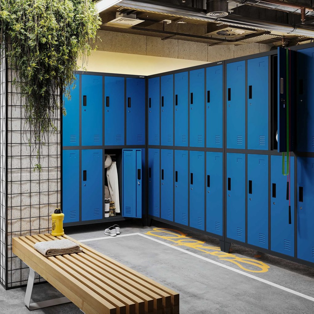 Fém öltözőszekrény 10 ajtóval BARTEK 1360 x 1720 x 450 mm, antracit-kék