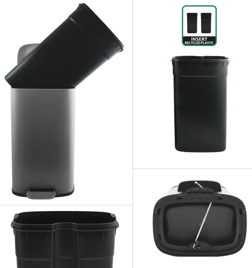 Spirella Soft-close Akira pedálos hulladékgyűjtő 30 l, matt szürke, 30 l