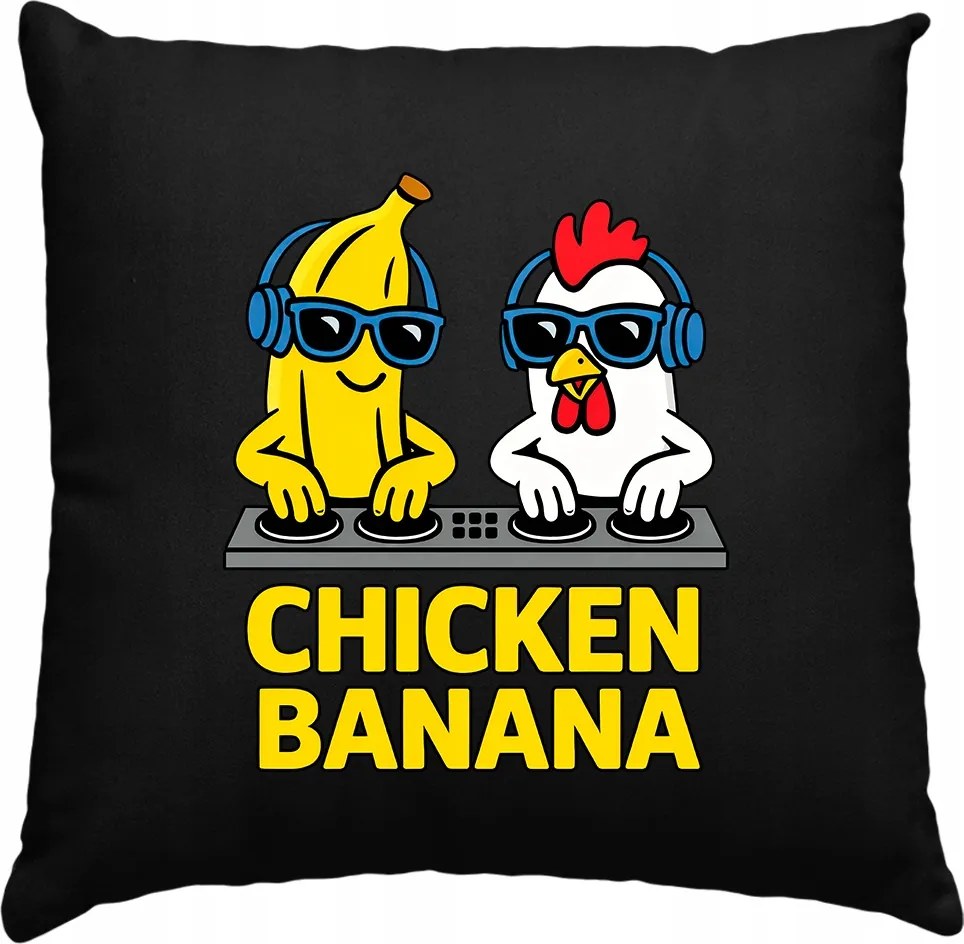 Chicken Banán párna Vicces nyomott mintás, fekete