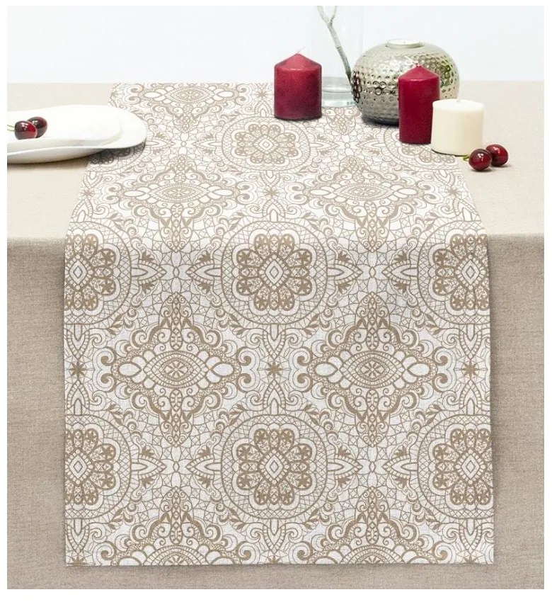 Asztali futó 40x130 cm Beige Mandala – Mila Home