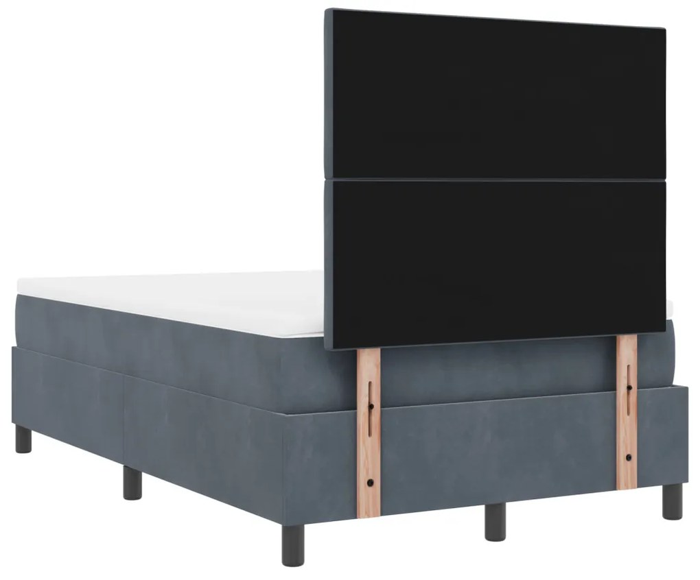 Boxspring Ágy Mattal és LED-del Sötét Szürke 120x190 cm Bársony