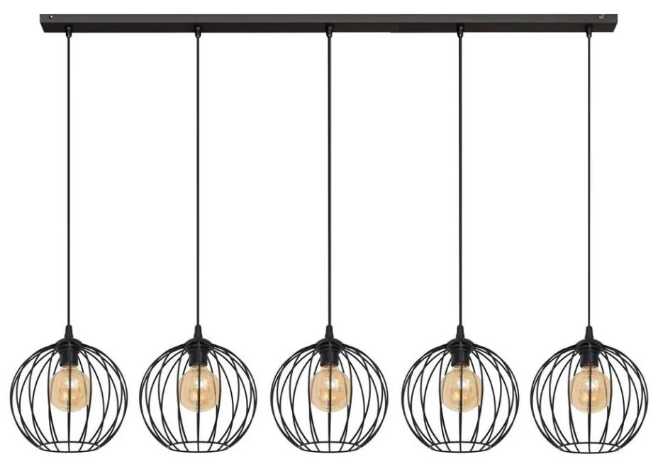 Csillár zsinóron MERCURE 5xE27/15W/230V fekete