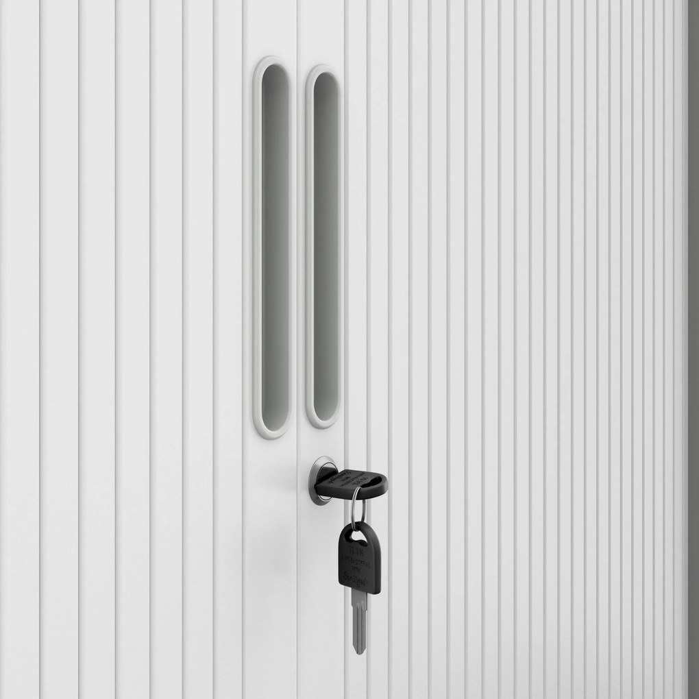 Fém szekrény harmonika ajtókkal DAMIAN, 900 x 1850 x 450 mm, fehér