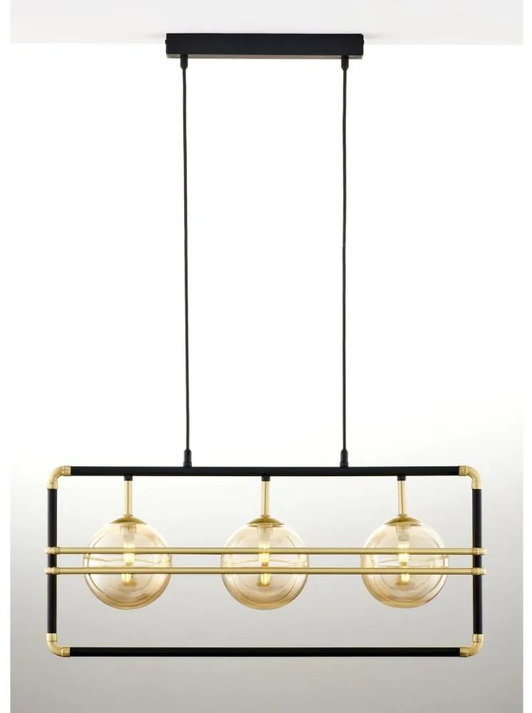 Jupiter 2027 - Csillár zsinóron FIORI 3xG9/10W/230V fekete/arany/bézs