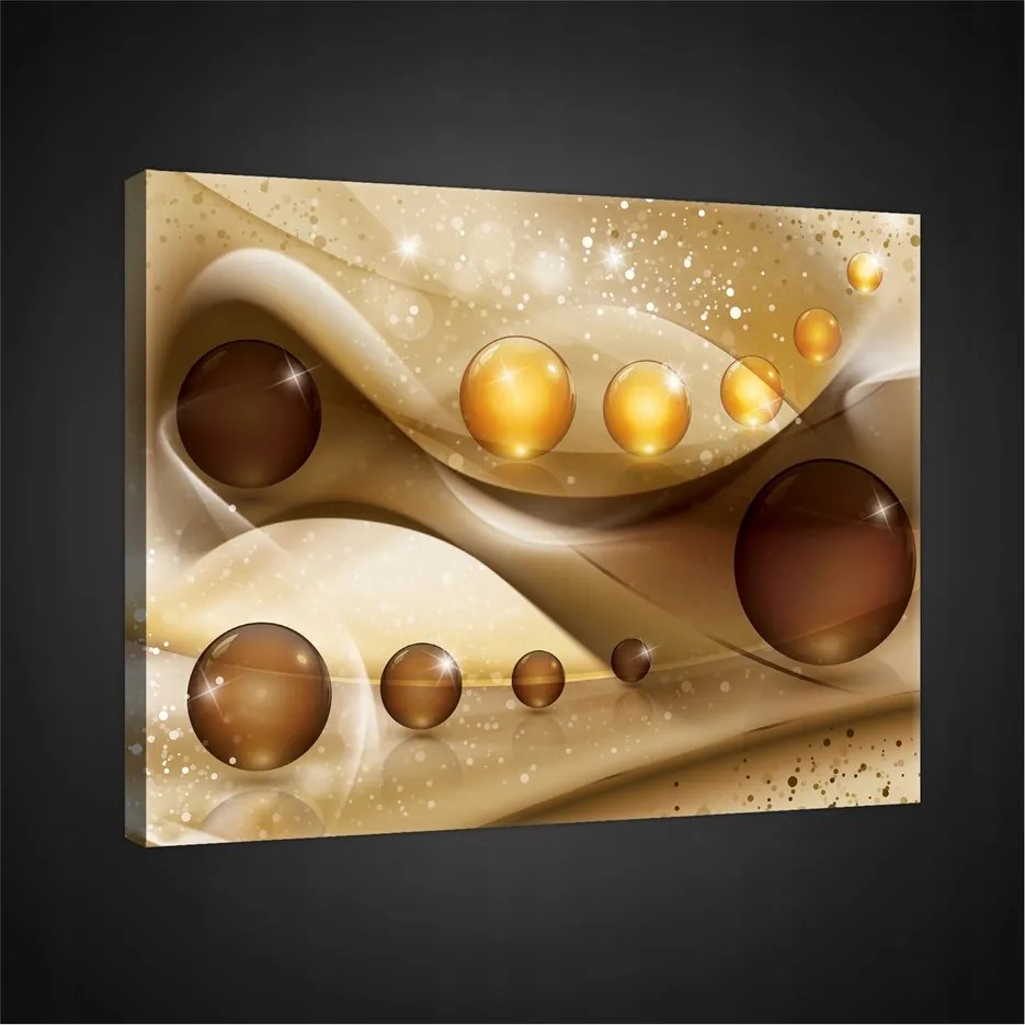 Vászonkép 80x60 Absztrakt arany barna gömbök csillogás hullámok modern nyomtatás