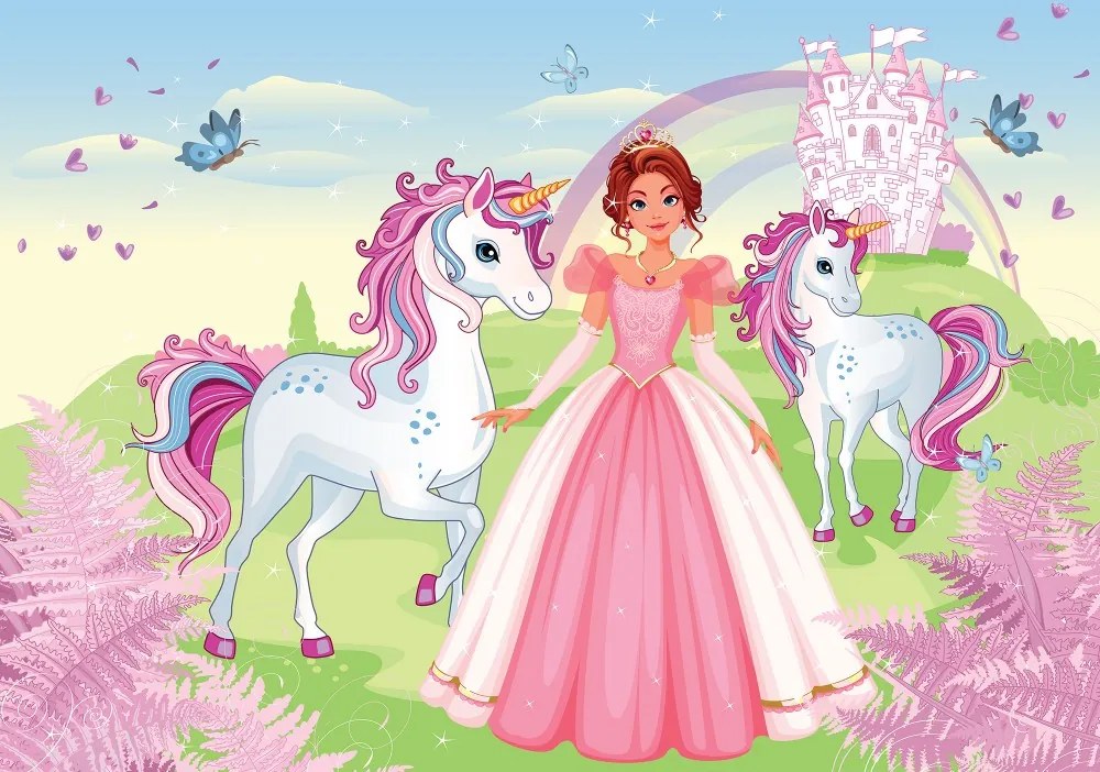 Hercegnő és az egyszarvú poszter, fotótapéta, Vlies (368 x 254 cm)