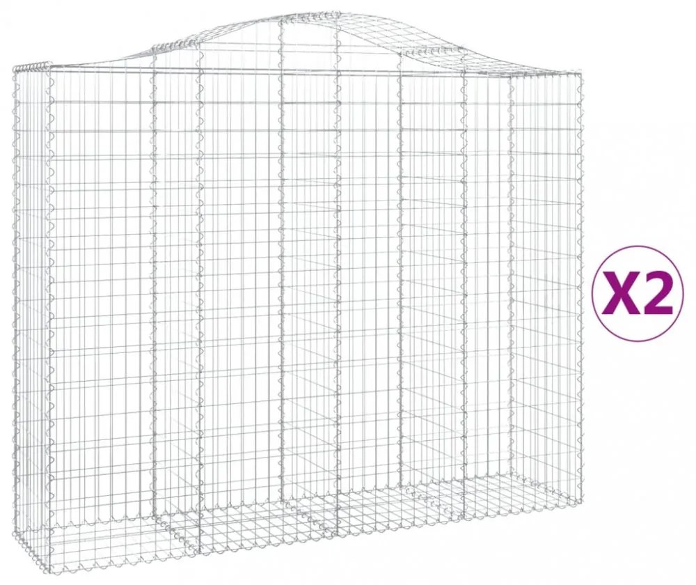 2 db íves horganyzott vas gabion kosár 200x50x160/180 cm