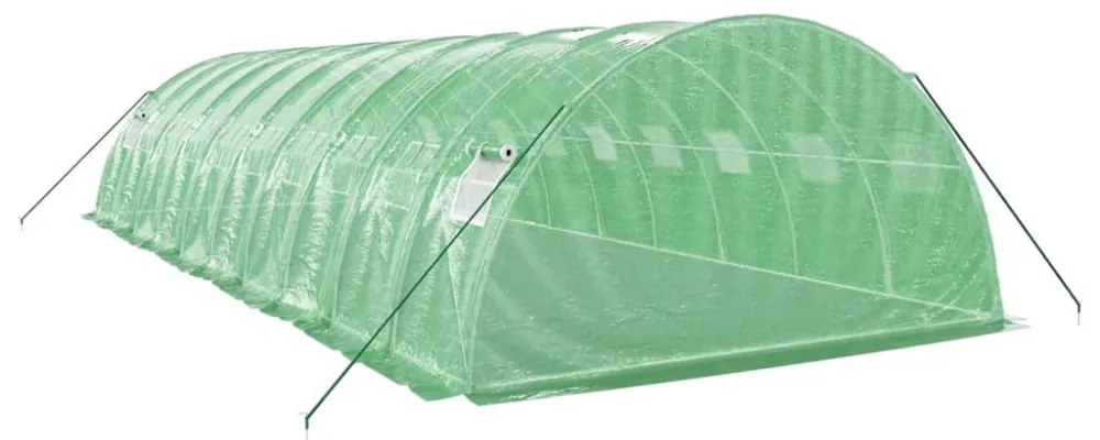 zöld acélvázas melegház 40 m² 10 x 4 x 2 m