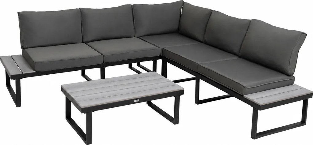 Furnigo Kerti fém szett Malaga - fekete/antracit párnák