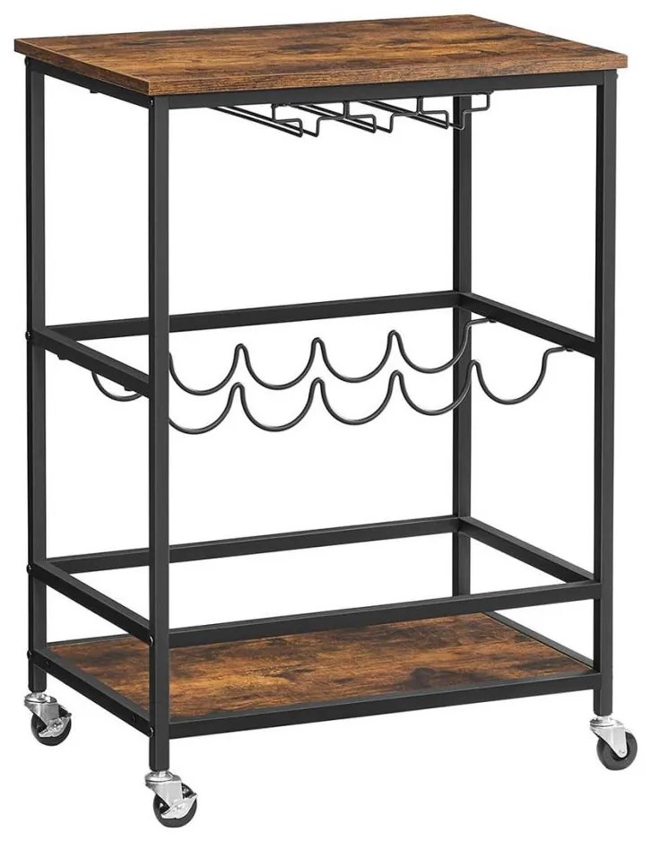 MARGE palack- és pohárszervírozó asztal, barna/fekete