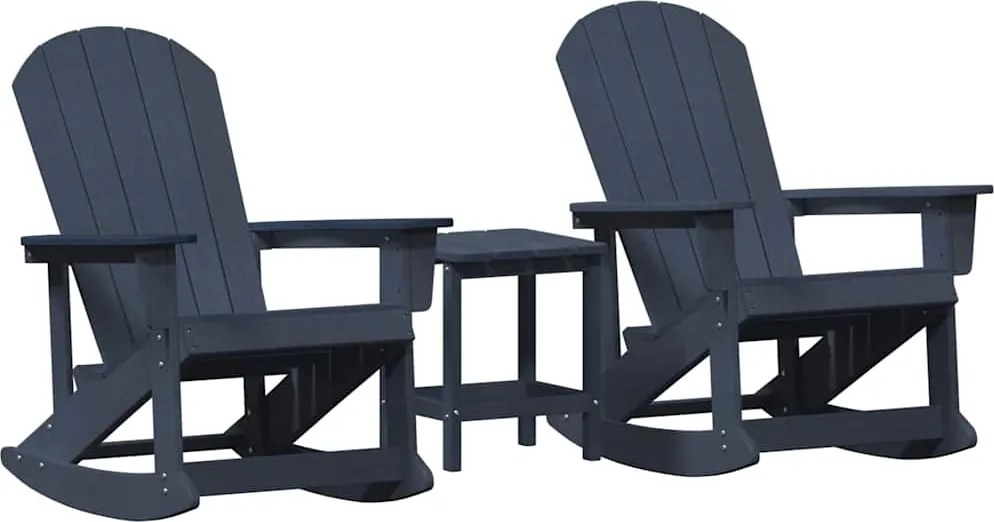 vidaXL Kerti lounge szett 3 pcs Sötétkék HDPE